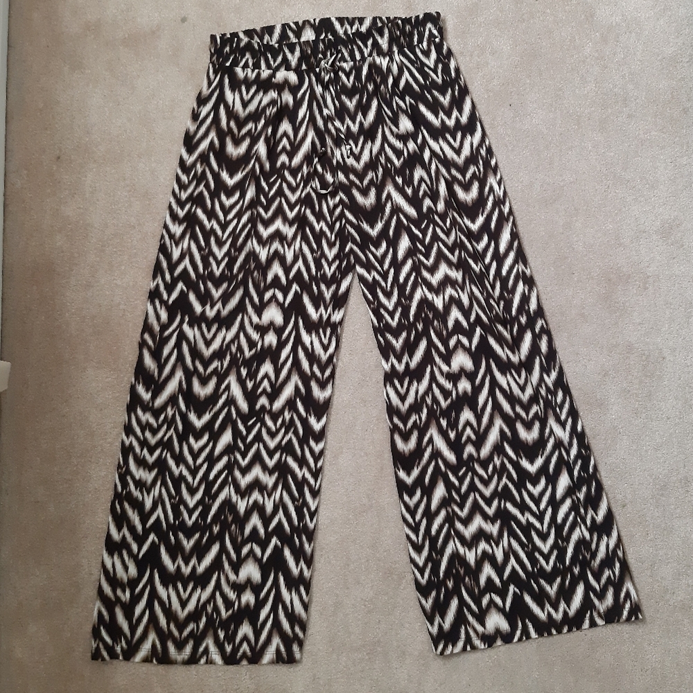 ZAC & RACHEL FLOWY POLYESTER PANTS CHEVRON PRINT M MEDIUM